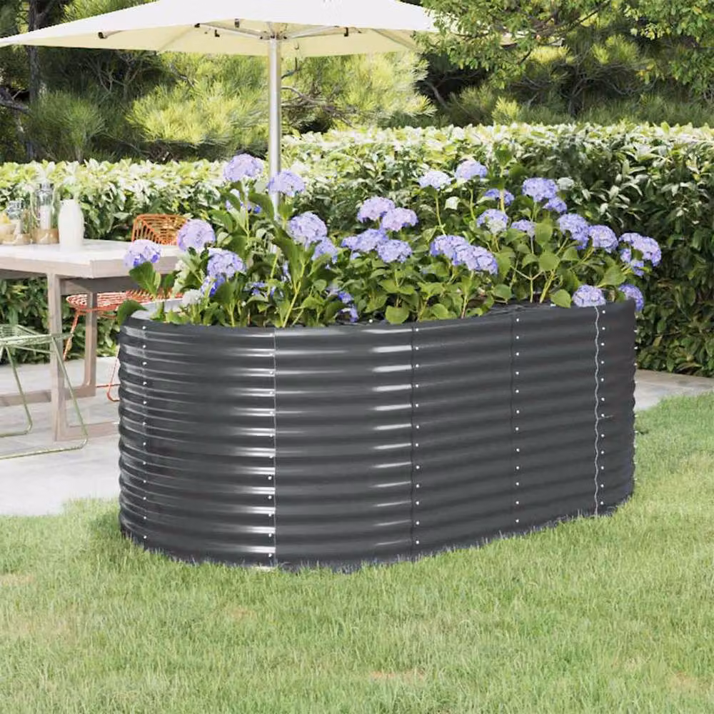 Berkfield Home Garden Powder-coated Steel Raised Bed in Anthracite Grey, W/D/H: 175 x 100 x 68 cm – 2
