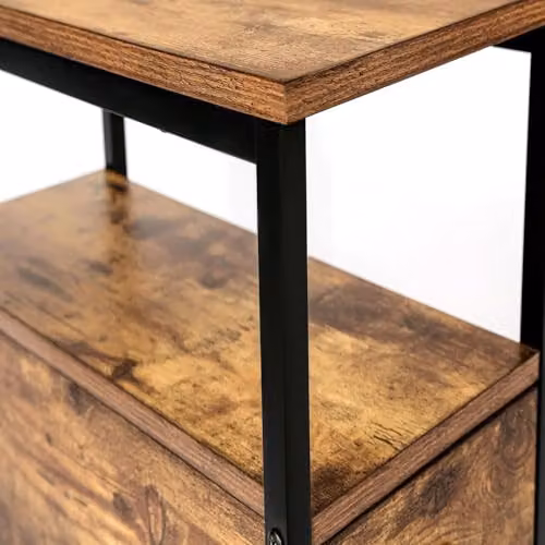 Hygrad Built to Survive Rustic Brown Wooden Narrow End Table with 2 Storage Drawers – 8