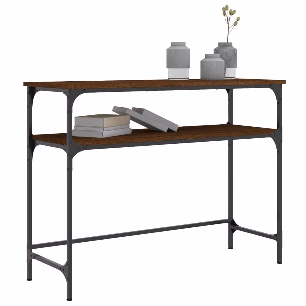 Berkfield Home Industrial Console Table in Brown Oak, W/D/H: 100 x 35.5 x 75 cm – 3