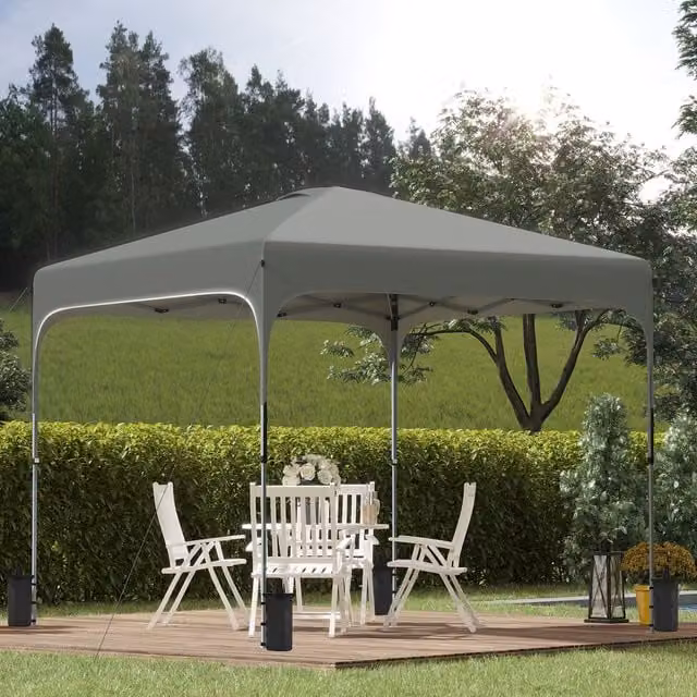 Outsunny Pop Up Foldable Canopy Gazebo Tent in Grey with UPF 50+ Protection