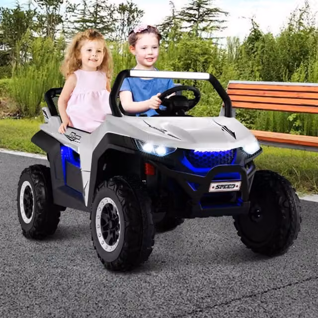 Costway Kids Electric Ride On UTV with Light and Sound, White