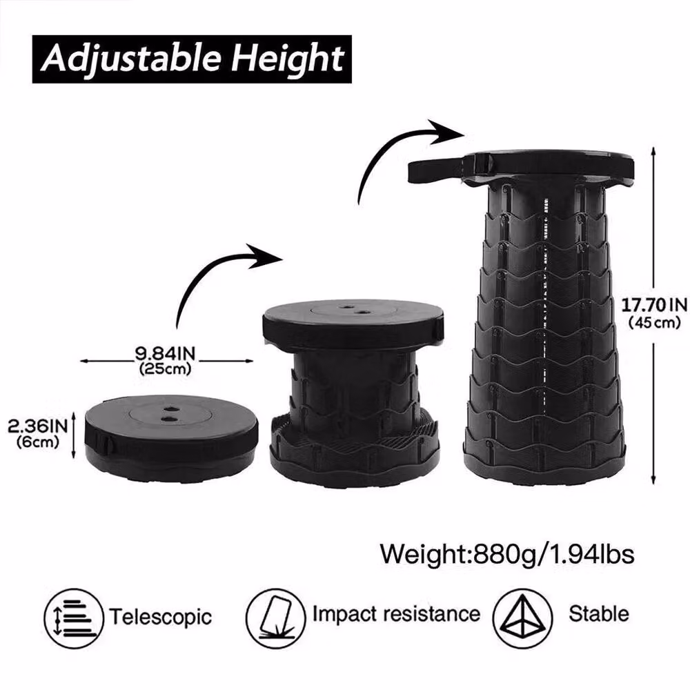 SPETLEK Portable Telescoping Folding Stool in Black – 5