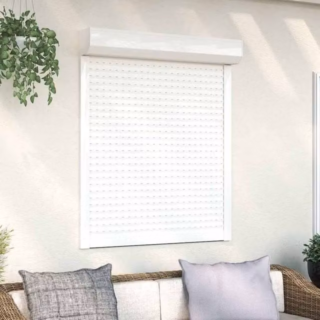Berkfield Home Manual Aluminium Roller Shutter, White, W: 100 cm, H: 120 cm