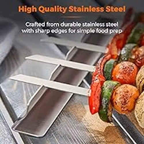 Tower 6 Piece Stainless Steel Skewer Set with Handles and Stand in Silver – 3