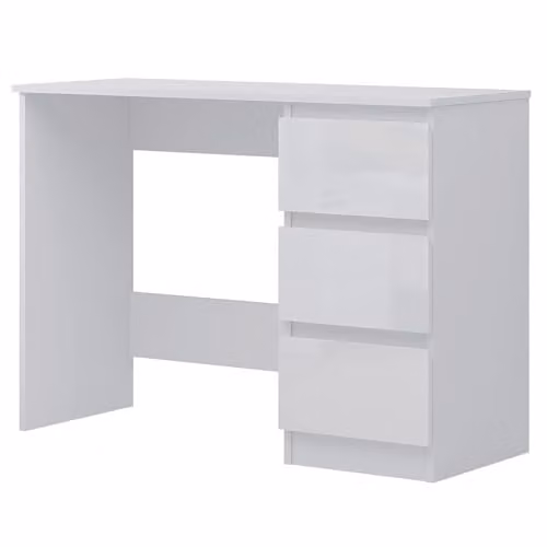 FWStyle White Gloss 3 Drawer Dressing Table Desk W/D/H: 99 x 40 x 72 cm