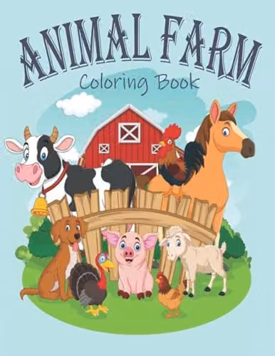 Animal Farm Colouring Book for Children featuring Farmyard Animals and Vehicles, Multicolour