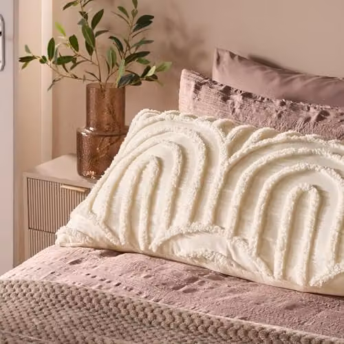 OHS Tufted Arches Bolster Pillow for Maternity Support and Side Sleepers, Cream/Beige, W: 135 cm, D: 45 cm – 2