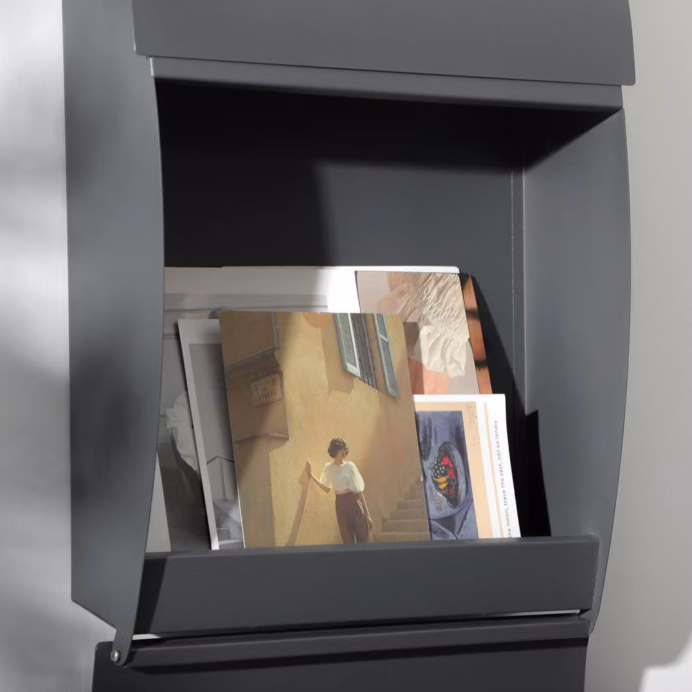 STILVORA Wall Mounted Steel Letterbox in Grey, W/D/H: 32.0 x 45.0 x 10.0 cm – 7