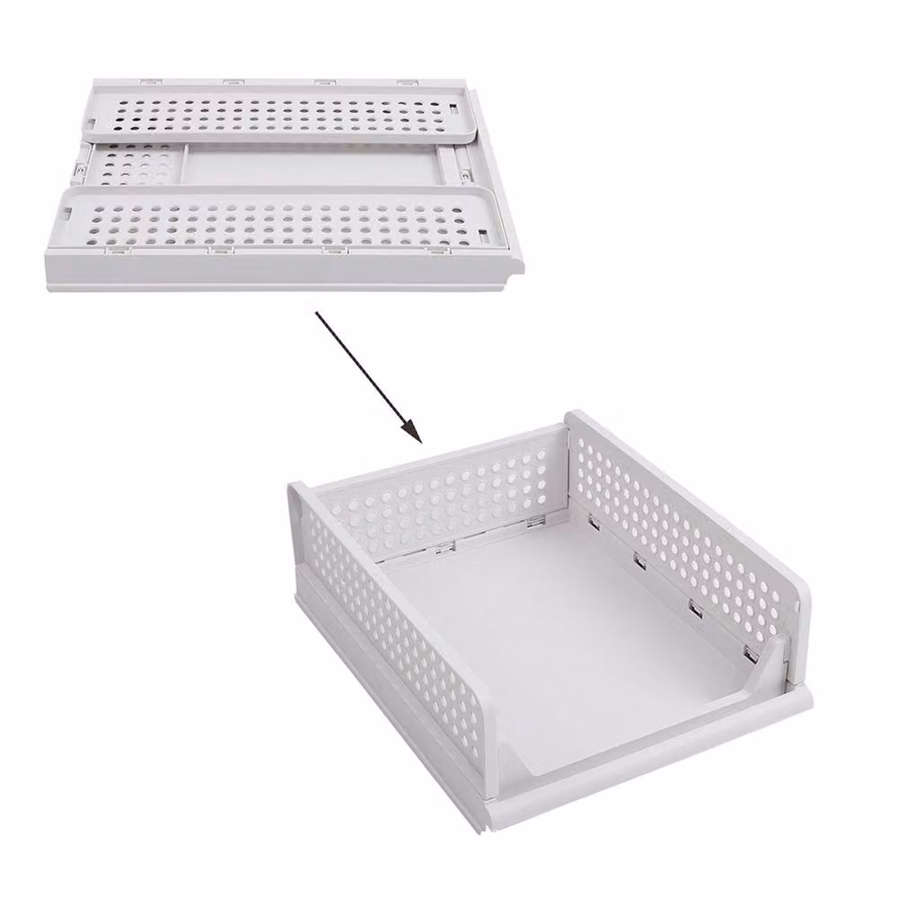 Garden Sanctuary Stackable Plastic Mesh Clothes Storage Basket Organiser in White – 3