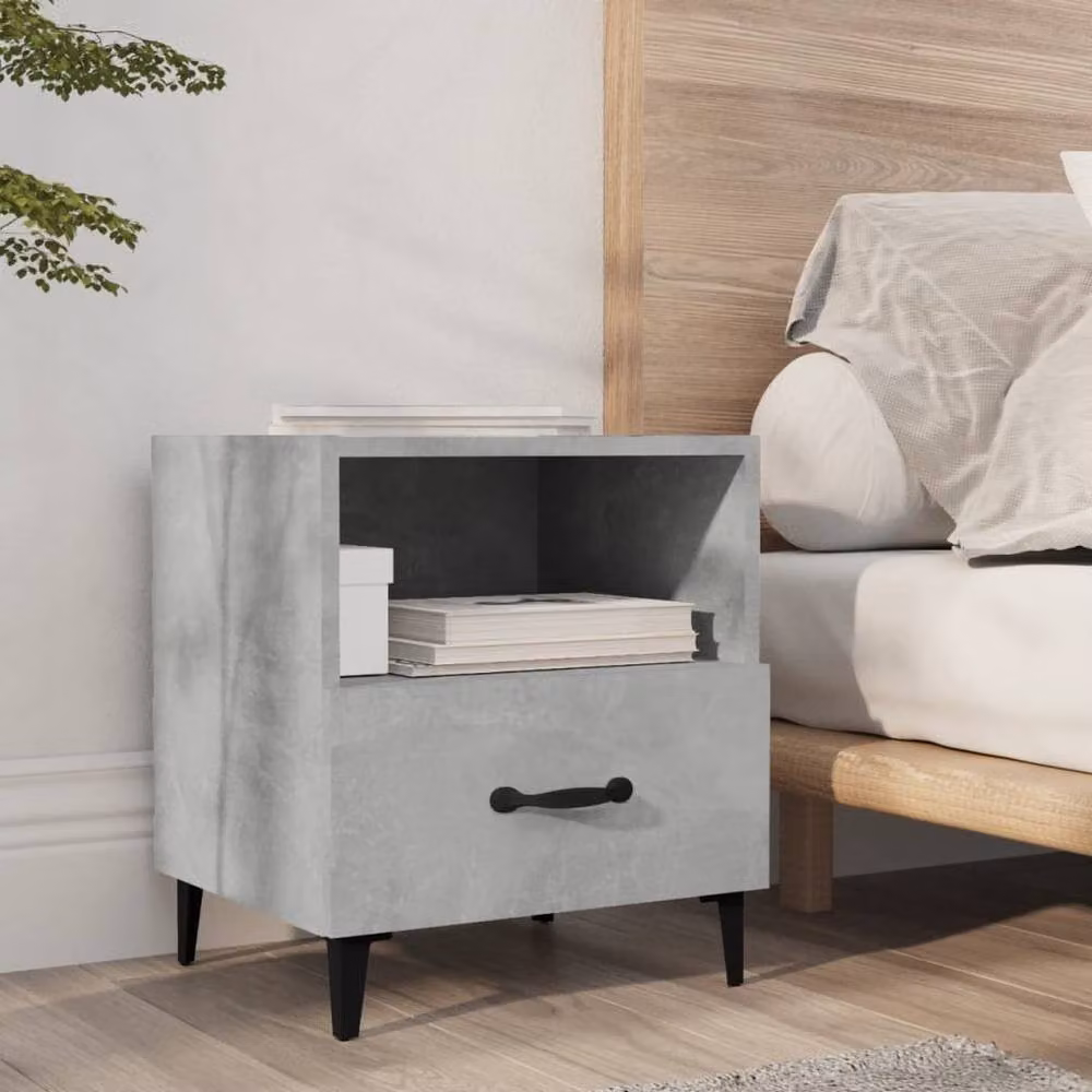Berkfield Home Bedside Cabinet in Concrete Grey Engineered Wood – 2