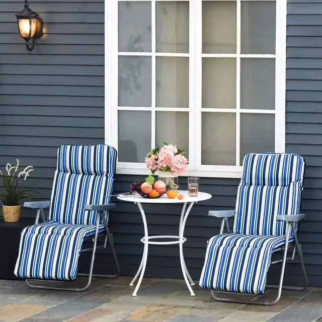 Chilli Seating Lola Reclining Garden Chair Set of 2 in Blue and Grey