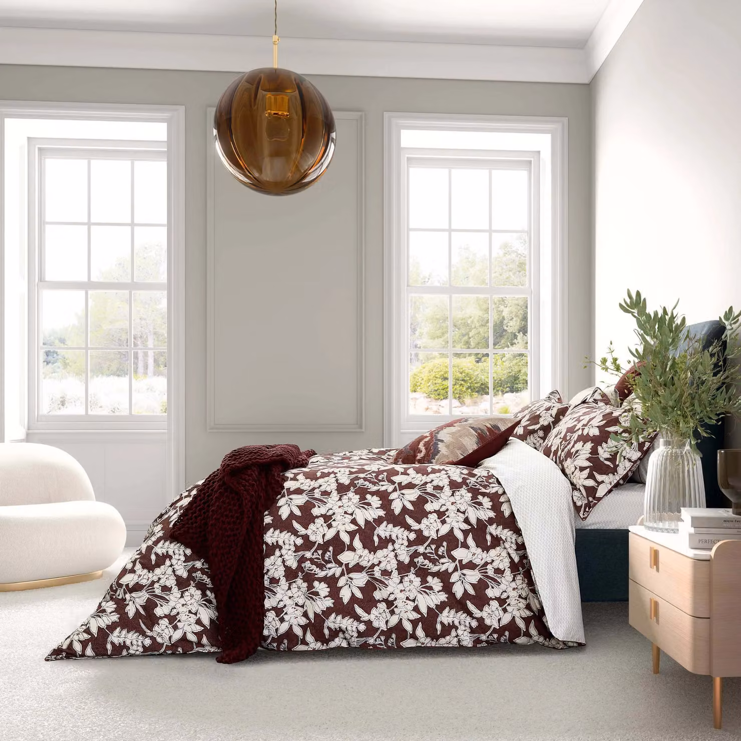 Bedeck of Belfast Aris Double Duvet Cover in Purple Floral Cotton and Lyocell – 2