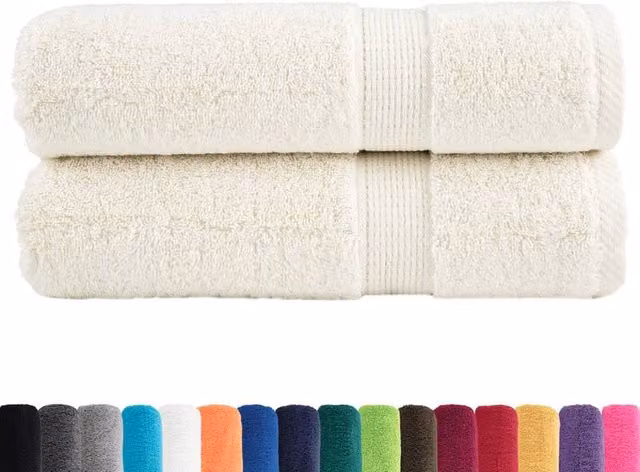 Berkfield Home SOLUND Premium Cotton Terry Bath Towels, 2 Pack, Beige, W: 100 cm, L: 150 cm, 600 gsm – 1