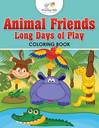 Kreative Kids Animal Friends Long Days of Play Multicolour Childrens Coloring Book