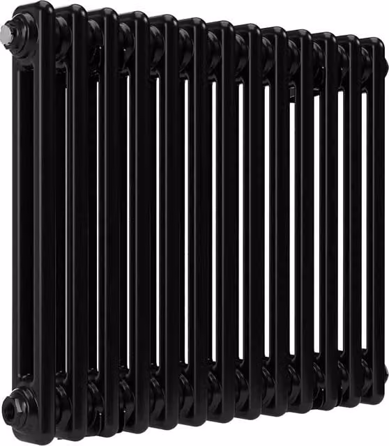 Lux Heat Horizontal 2 Column Steel Radiator in Black, W: 60.5 cm, H: 60.5 cm