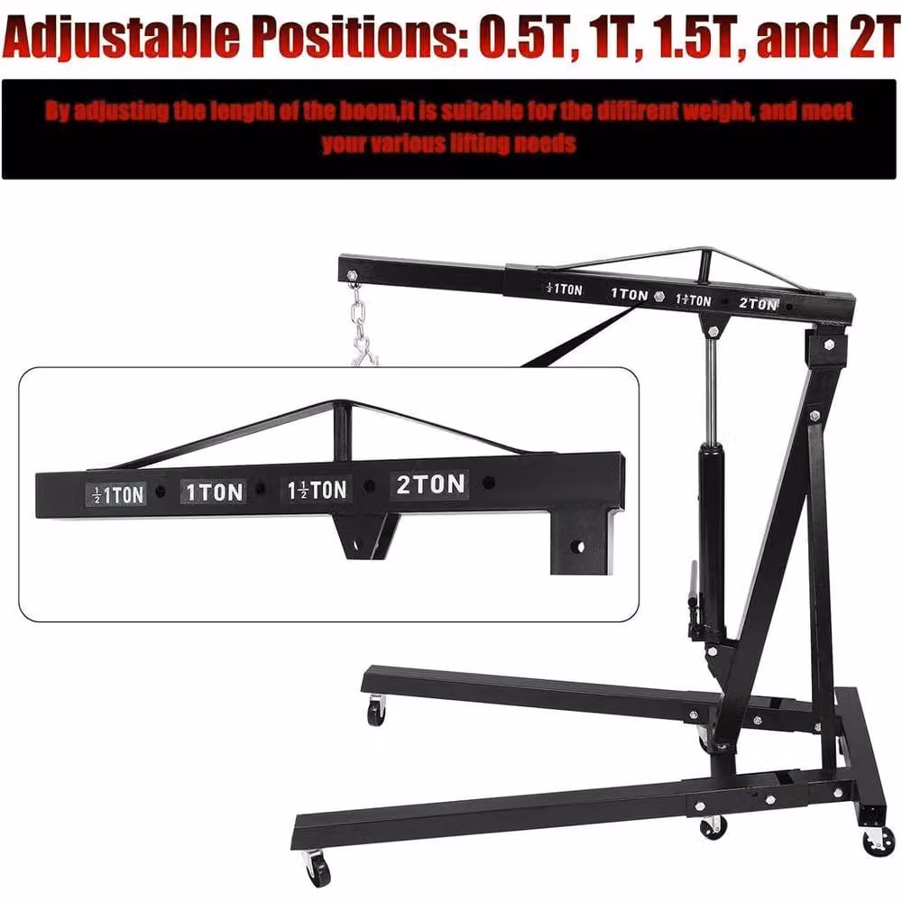 FLAVORA 2 Ton Hydraulic Folding Engine Crane Motor Hoist Lift Jack in Black – 4