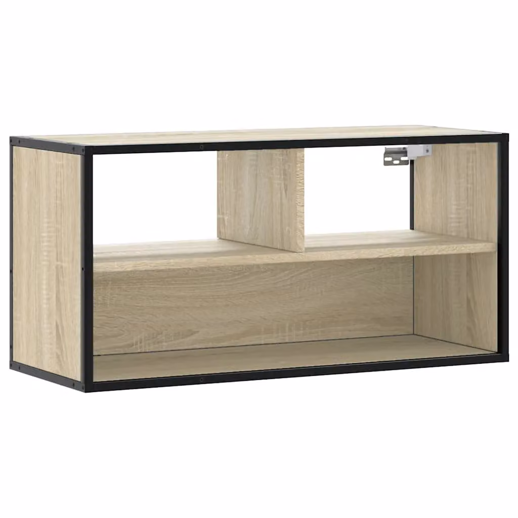 Berkfield Home Industrial TV Cabinet in Sonoma Oak and Brown, W/D/H: 80 x 31 x 39.5 cm – 2