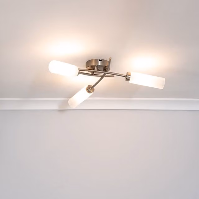Maya Curved 3 Way Flush Ceiling Light in Silver