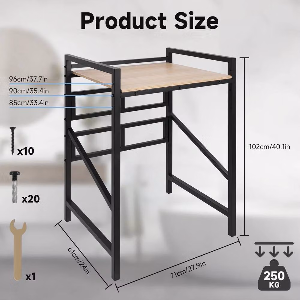 NESTLUNE Adjustable Washer Dryer Stack Stands in Black, W/D/H: 100 x 15 cm – 2