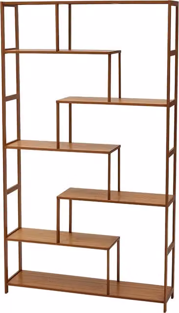 Livingandhome 7-Tier Geometric Wooden Bookcase Display Stand in Brown
