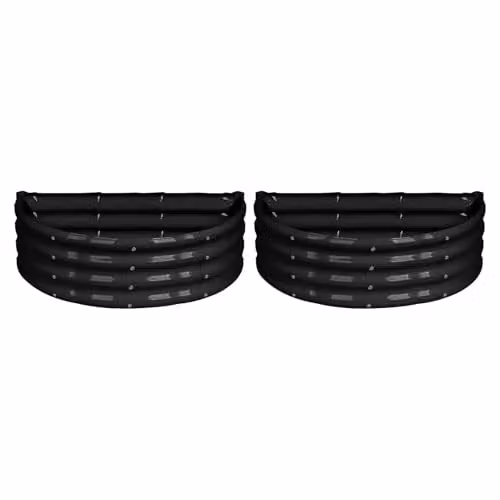 Harbour Housewares Pack of 2 Semi-Circle Raised Garden Beds in Anthracite, Galvanised Steel Metal Planters, W: 95 cm, D: 45 cm, H: 30 cm