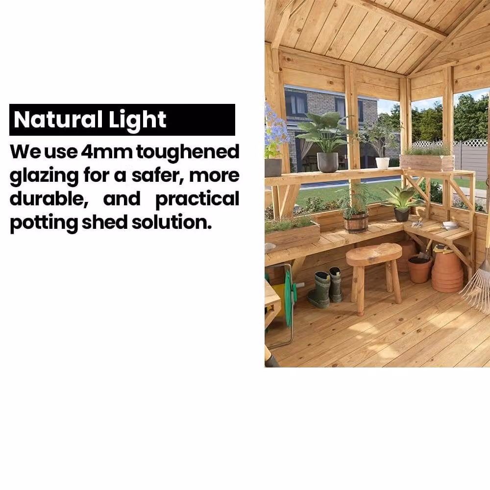 Dunster House Wooden Gable Shed in Natural Brown – 9