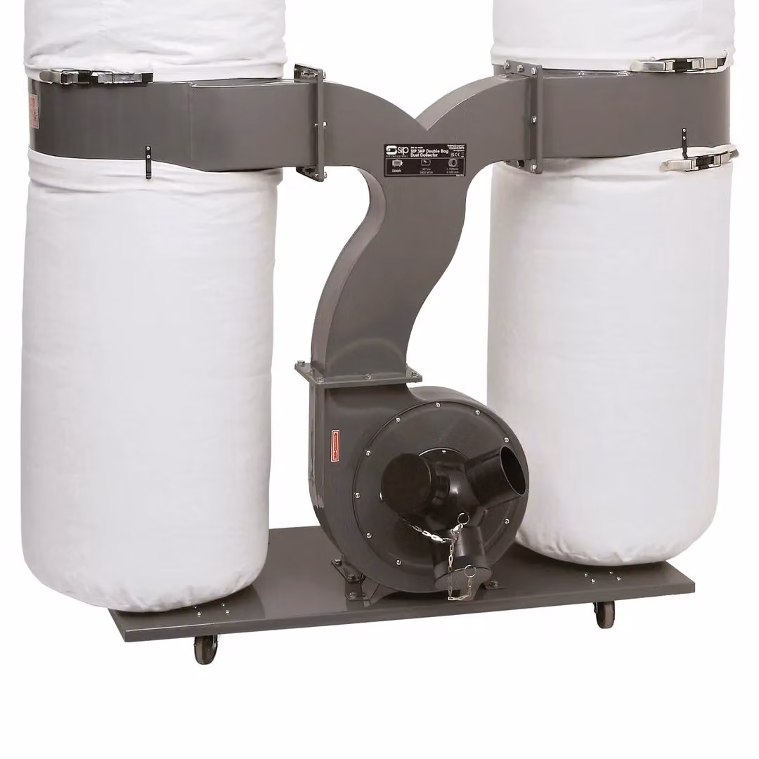 SIP 3HP Double Bag Dust Collector in Silver and Multicolour, W/D/H: 150 x 75 x 190 cm – 2