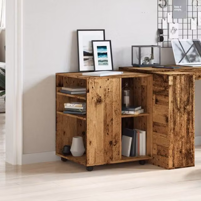 Berkfield Home Rolling Cabinet in Old Wood Brown, W/D/H: 60 x 53 x 72 cm – 1
