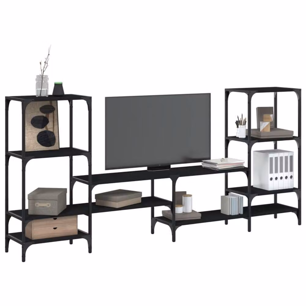 Berkfield Home TV Cabinet in Black, W/D/H: 206.5 x 28.5 x 95 cm – 2