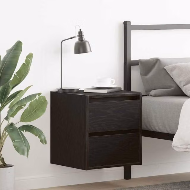 Berkfield Home Wall-mounted Bedside Cabinets, 2 Pack, Black Oak, W: 38 cm, D: 34 cm, H: 40 cm – 1