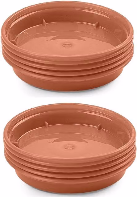 Whitefurze Set of 5 Plastic Plant Pot Saucers in Brown or Orange for 5 and 6 Inch Flared Pots