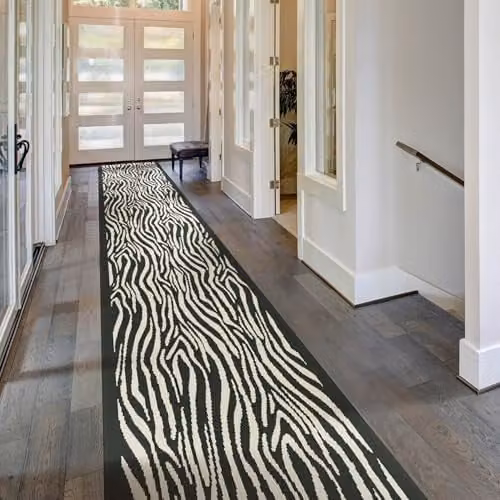 runrug Savannah Hand-Tufted Hallway Runner Rug in Black, W/D/H: 70 x 360 x 0.9 cm