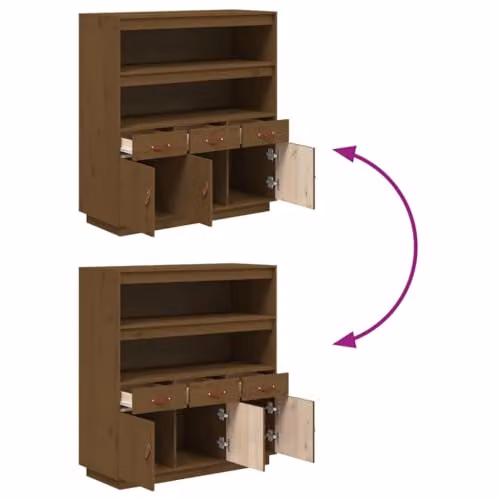 vidaXL Modern Highboard in Brown Solid Pine Wood, W/D/H: 100 x 40 x 108.5 cm – 4