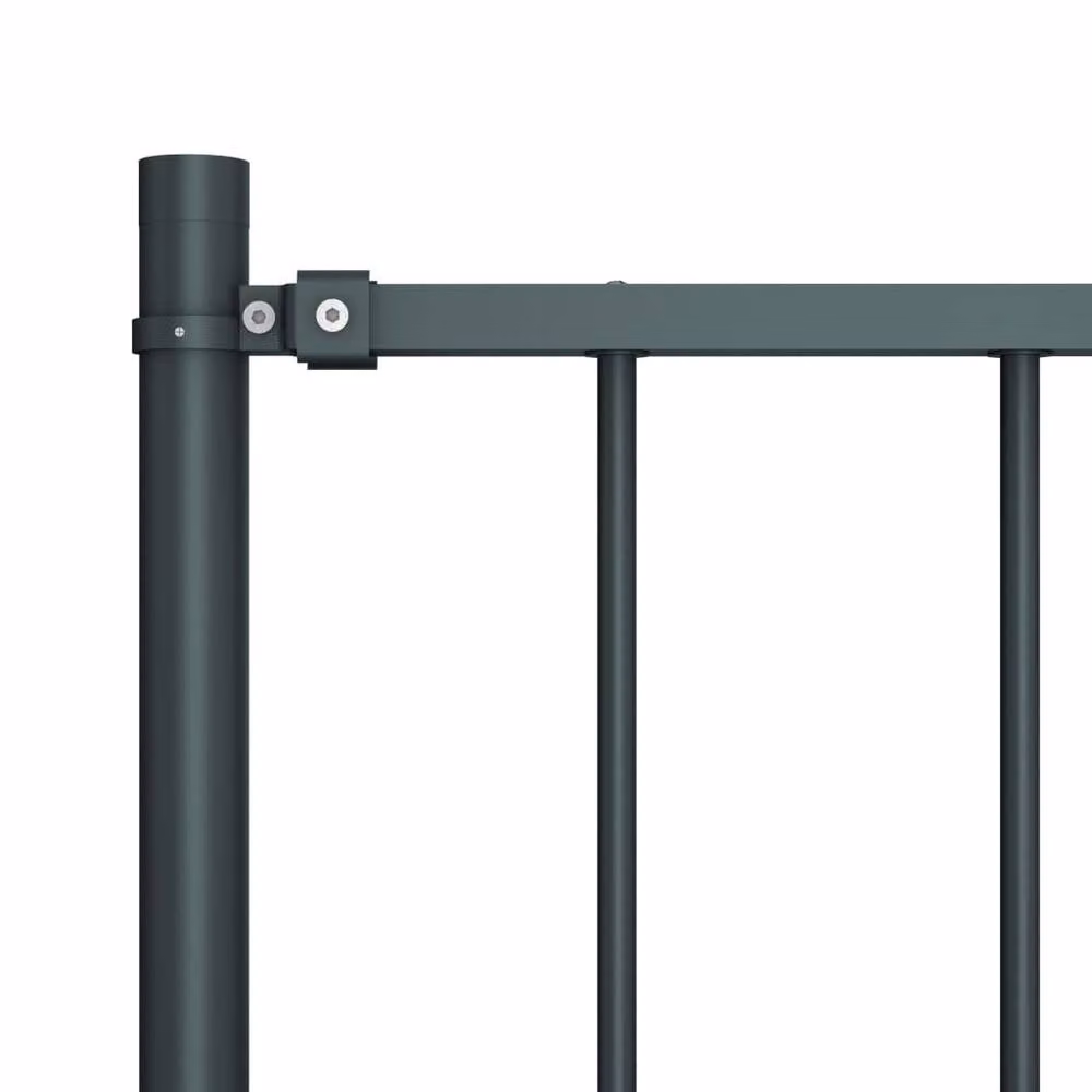 Berkfield Home Anthracite Grey Powder-coated Steel Fence Panel with Round In-ground Posts, H: 1.25 m, W: 1.7 m – 2
