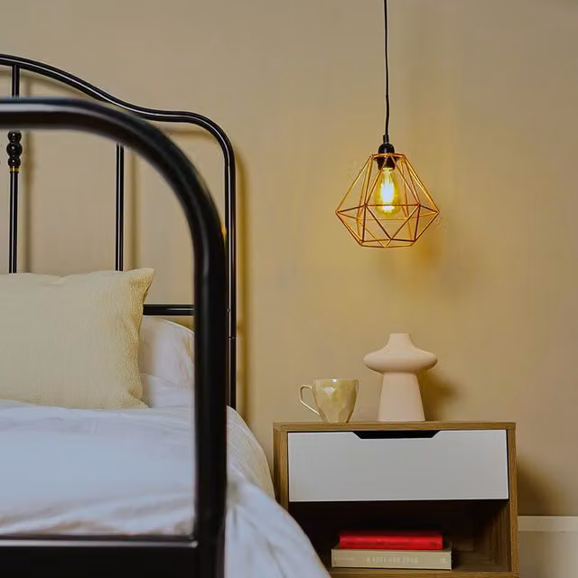 ValueLights Industrial Cube Metal Pendant Light Shade in Copper and Brown