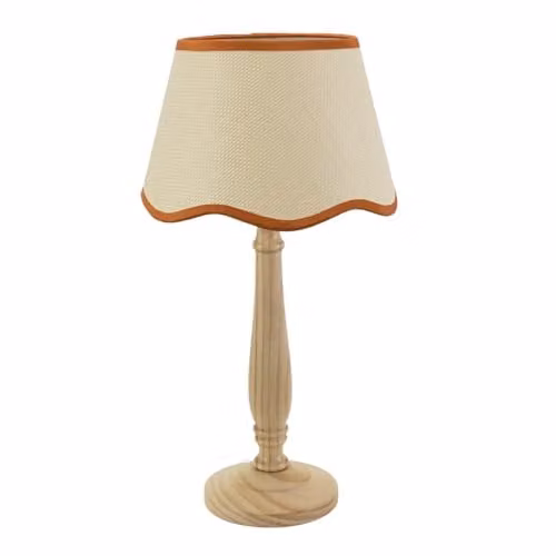ValueLights Scandinavian Natural Wood Table Lamp with Beige Fabric Cone Shade and LED Bulb – 1