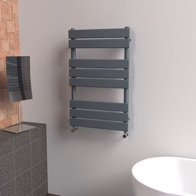 Lux Heat Flat Coloured Towel Radiator in Slate Grey, W/H: 50 x 80 cm