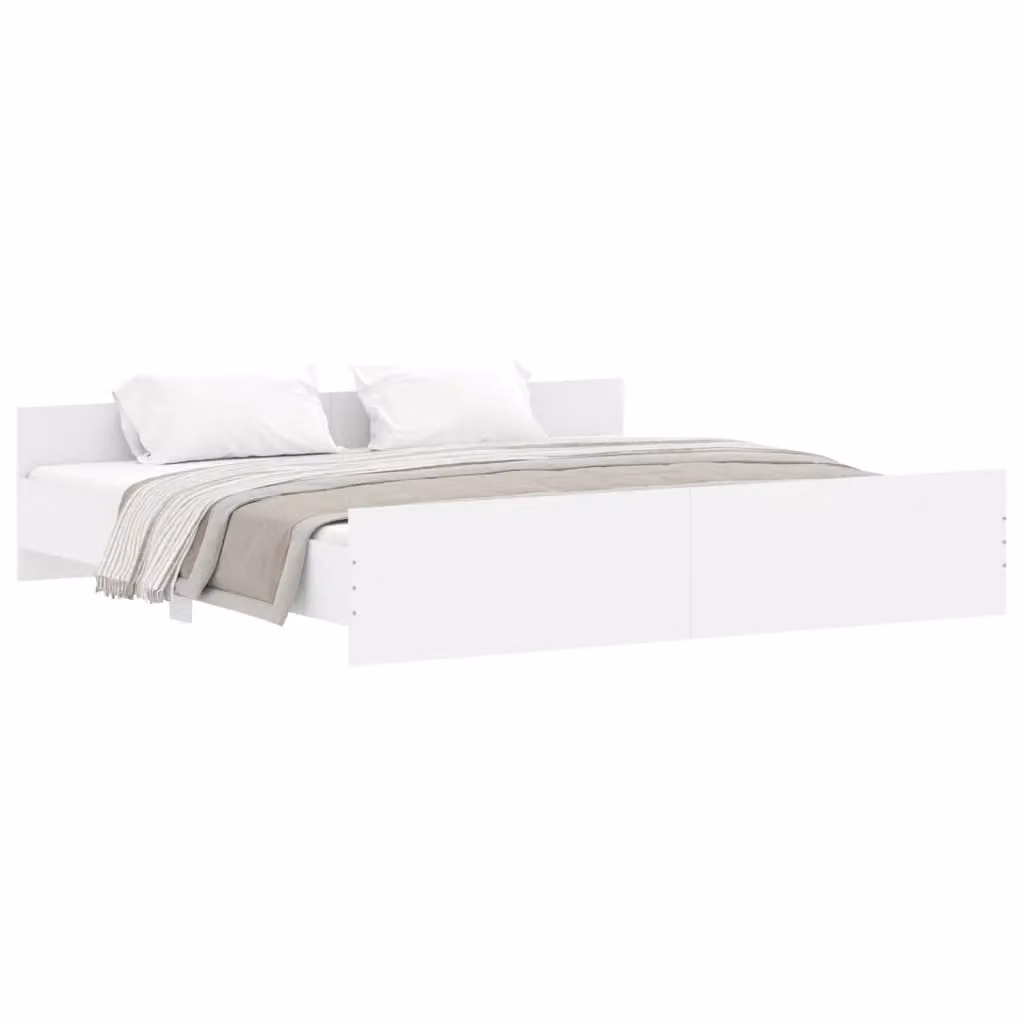 Berkfield Home Super King Bed Frame with Headboard and Footboard in White, W/D/H: 180 x 200 cm – 2