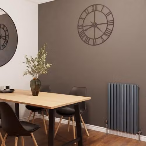 Omeara Anthracite Elliptical Tube Horizontal Designer Radiator W: 52.2 cm, H: 80.0 cm – 3