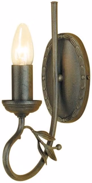 Netlighting Olivia Single Light Indoor Candle Wall Light in Black and Gold/Brass with E14 Socket