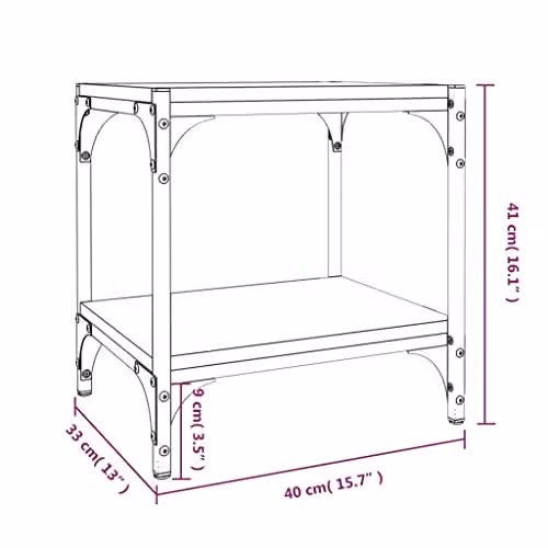 vidaXL Industrial TV Cabinet in Black, W/D/H: 40 x 33 x 41 cm, Made of MDF and Metal – 3