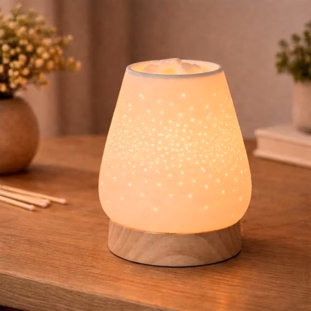 Dragodirect Ceramic Tapered Aroma Lamp and Wax Melt Warmer in White – 1