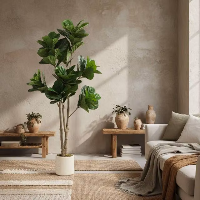 Wyld Haus Pararale Artificial Fiddle Leaf Fig Tree in Green, Height: 180 cm