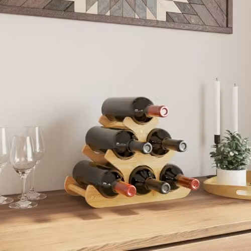vidaXL Bamboo Wine Rack for 6 Bottles, Brown, W: 35 cm, D: 18 cm, H: 25.5 cm – 2