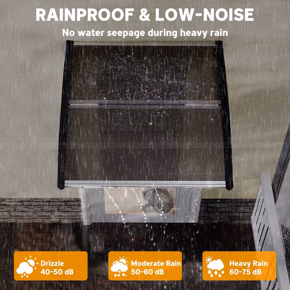 OUTSUNNY Brown Aluminium Wall-Mounted Door Canopy and Outdoor Window Awning Rain Shelter – 4