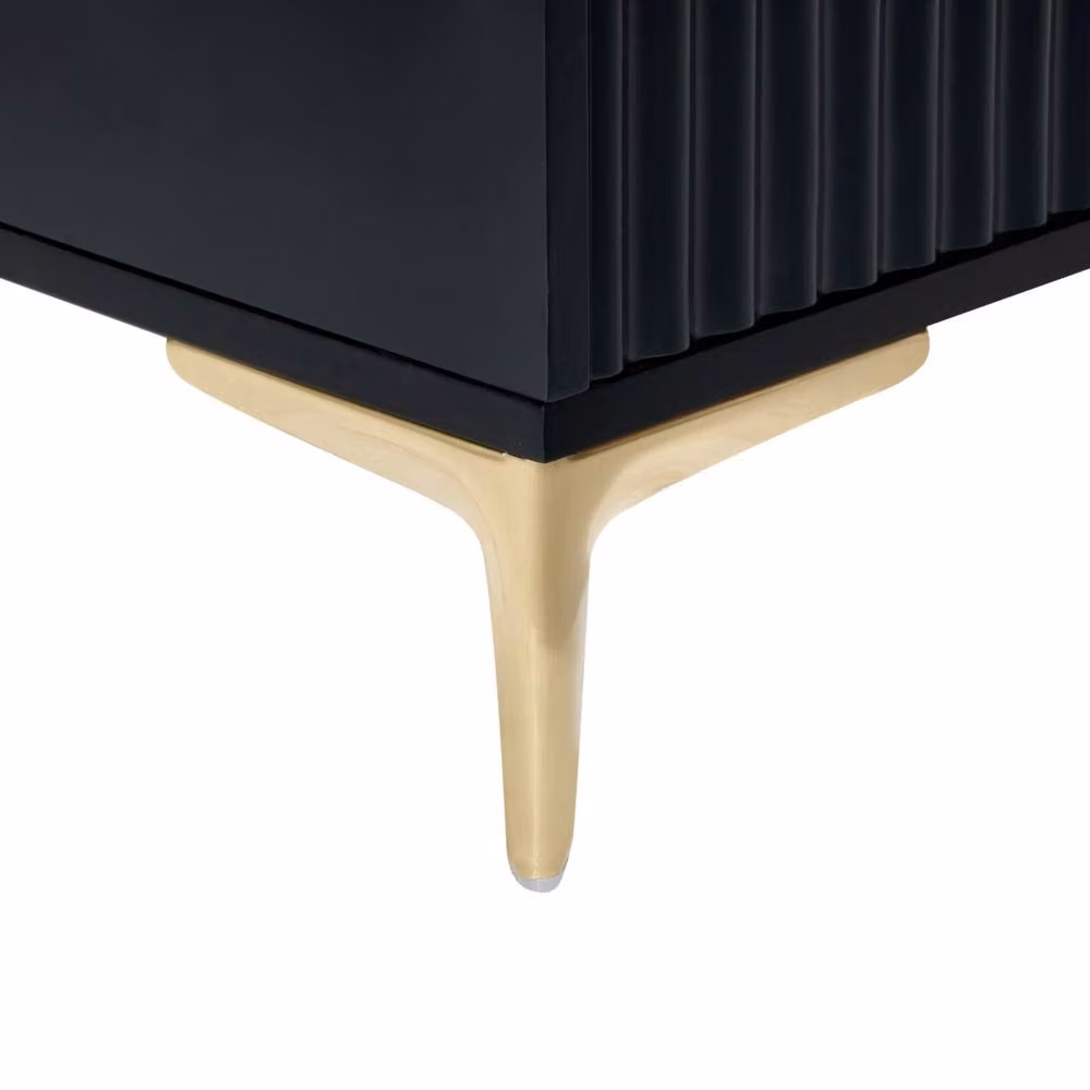 Wyld and Coco Black Six-Drawer Chest with Fluted Fronts and Gold Metal Handles – 4