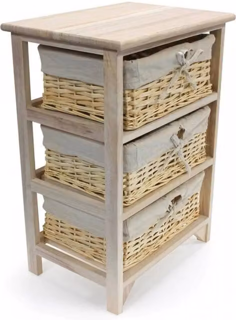 FORGEVIO 3 Tier Wooden Storage Cabinet Rack in Beige, Width: 50 cm