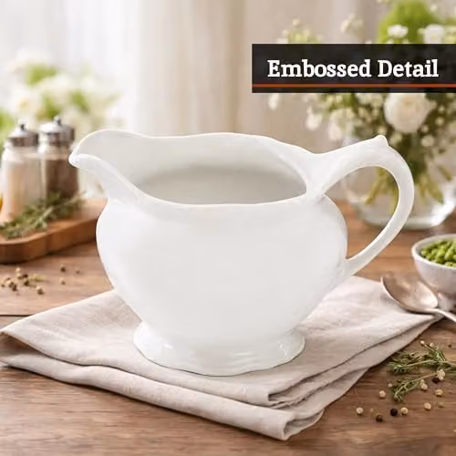 Orsina White Ceramic Jug with Drip-Free Spout, Dishwasher Safe – 3