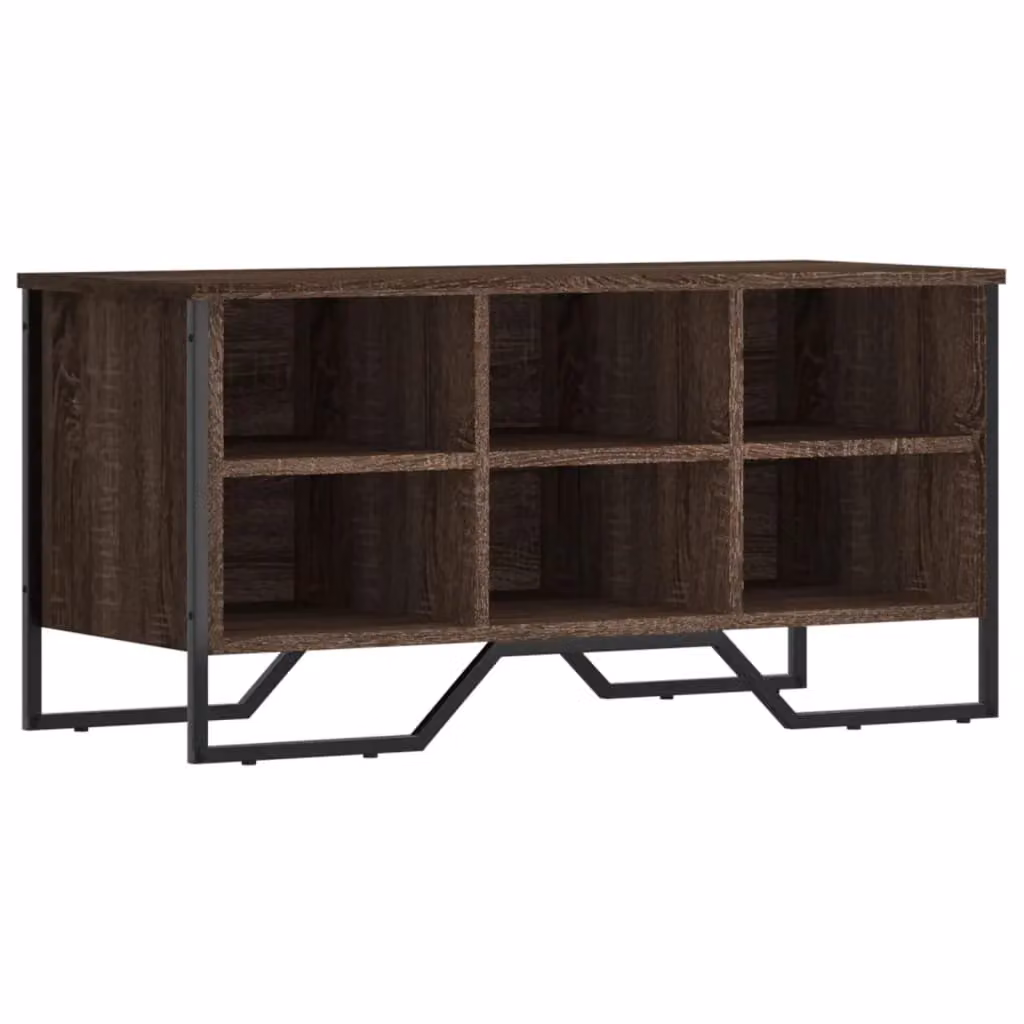 Berkfield Home Industrial Shoe Cabinet in Brown Oak, W/D/H: 90 x 38 x 45.5 cm – 2