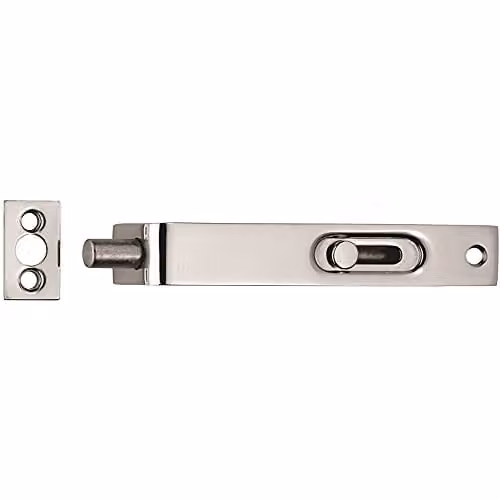 Loops Sunk Slide Flush Door Bolt with Flat Keep Plate in Polished Chrome Stainless Steel
